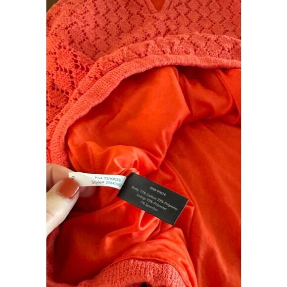 Boston Proper Coral Crochet Halter Top Size M Lined - Picture 5 of 16